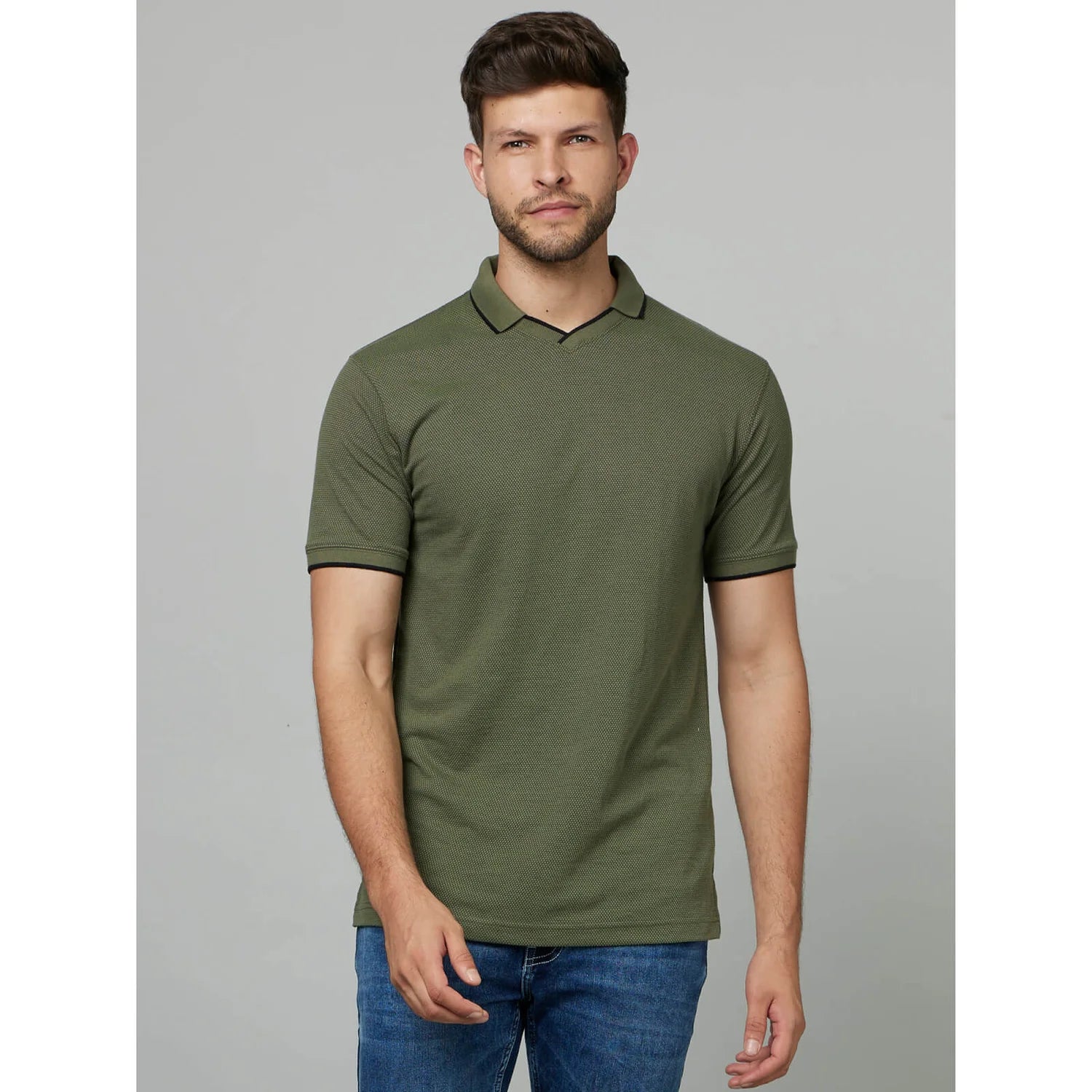 Olive Solid Cotton-Poly-Blend Polo