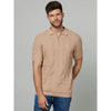 Celio* Textured Regular Fit Cotton Beige T-Shirt