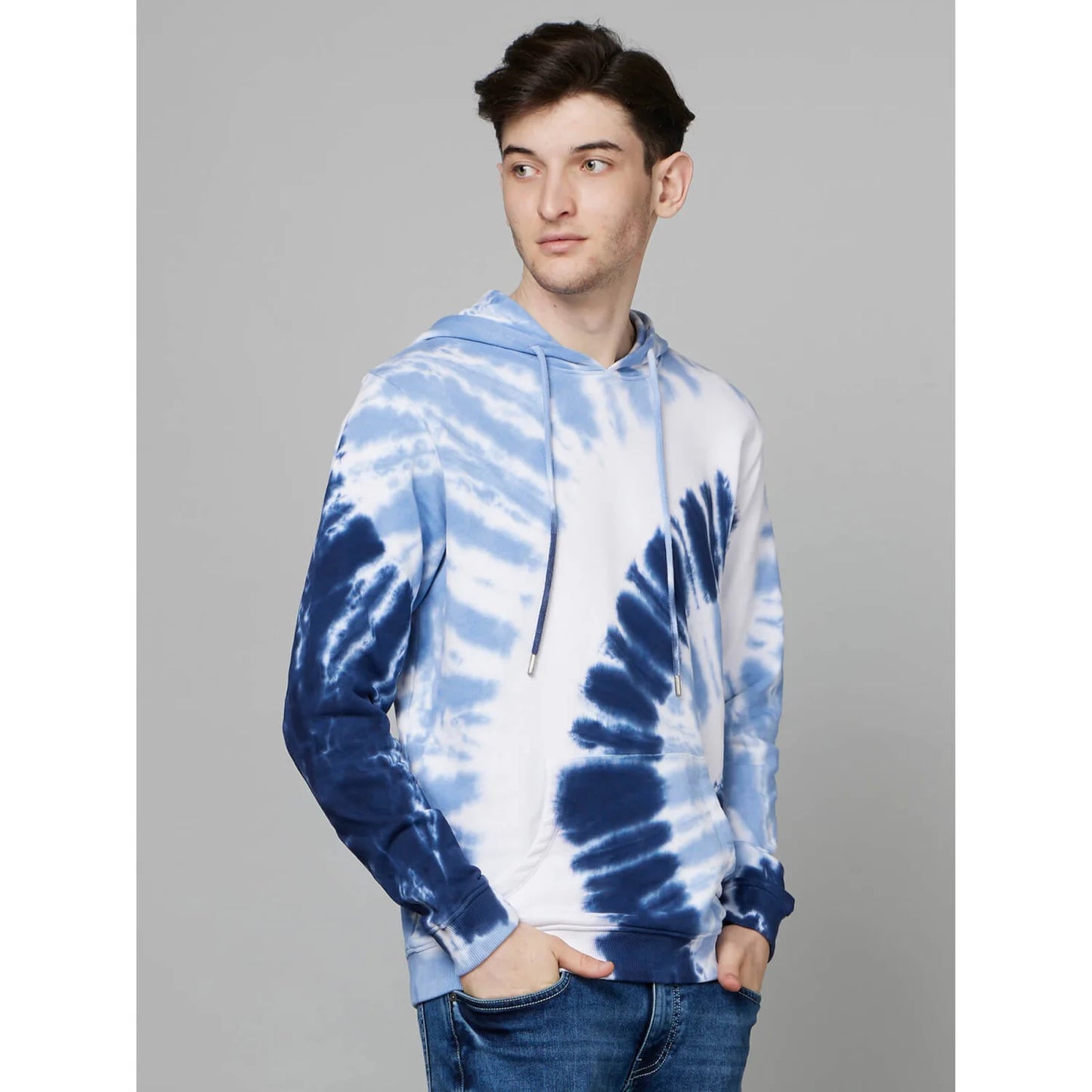 Blue Tie Dye Cotton Sweatshirt