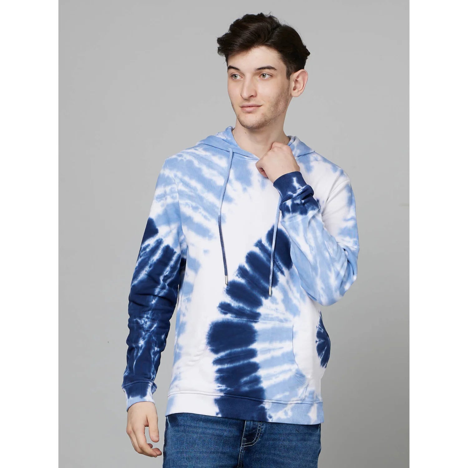 Blue Tie Dye Cotton Sweatshirt