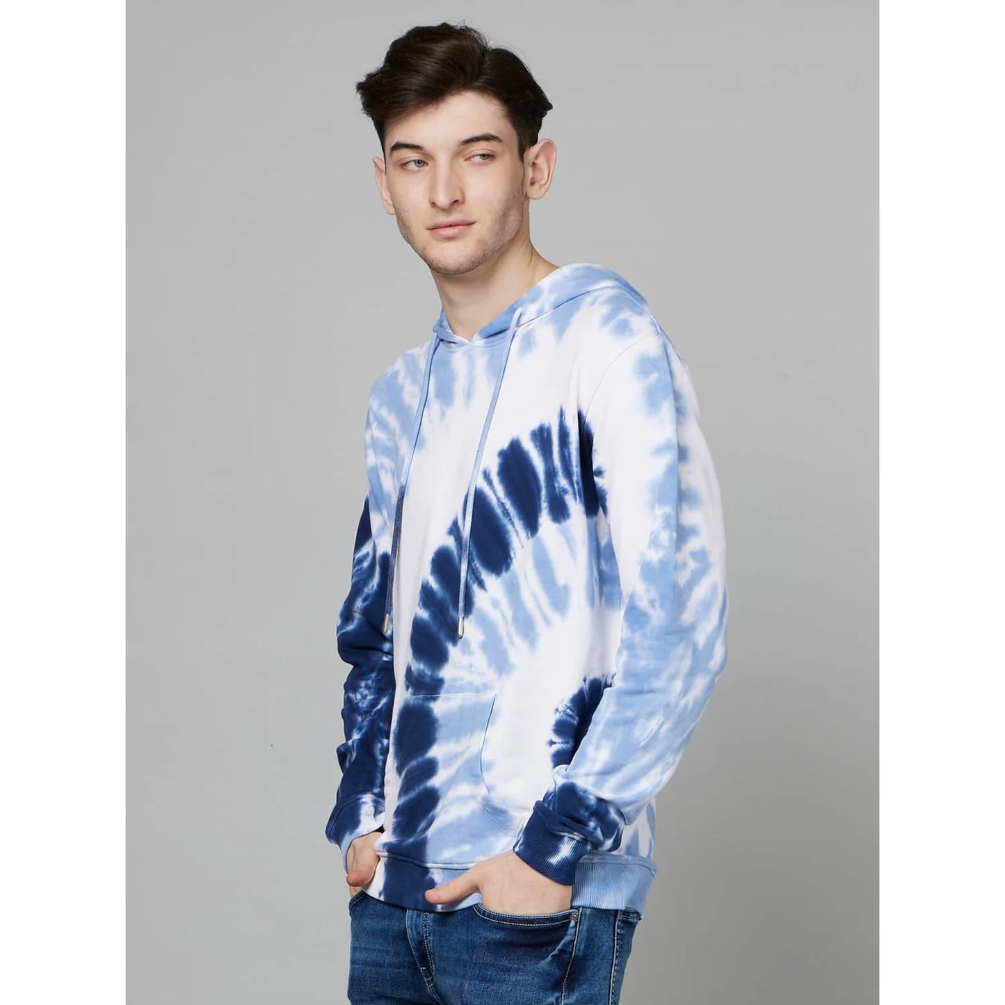 Blue Tie Dye Cotton Sweatshirt