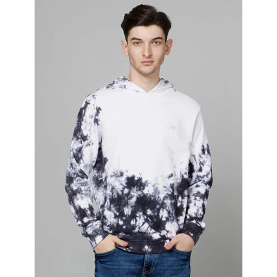 Celio* Abstract Regular Fit Cotton White Sweatshirt