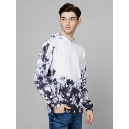 White Abstract Print Cotton Sweatshirt