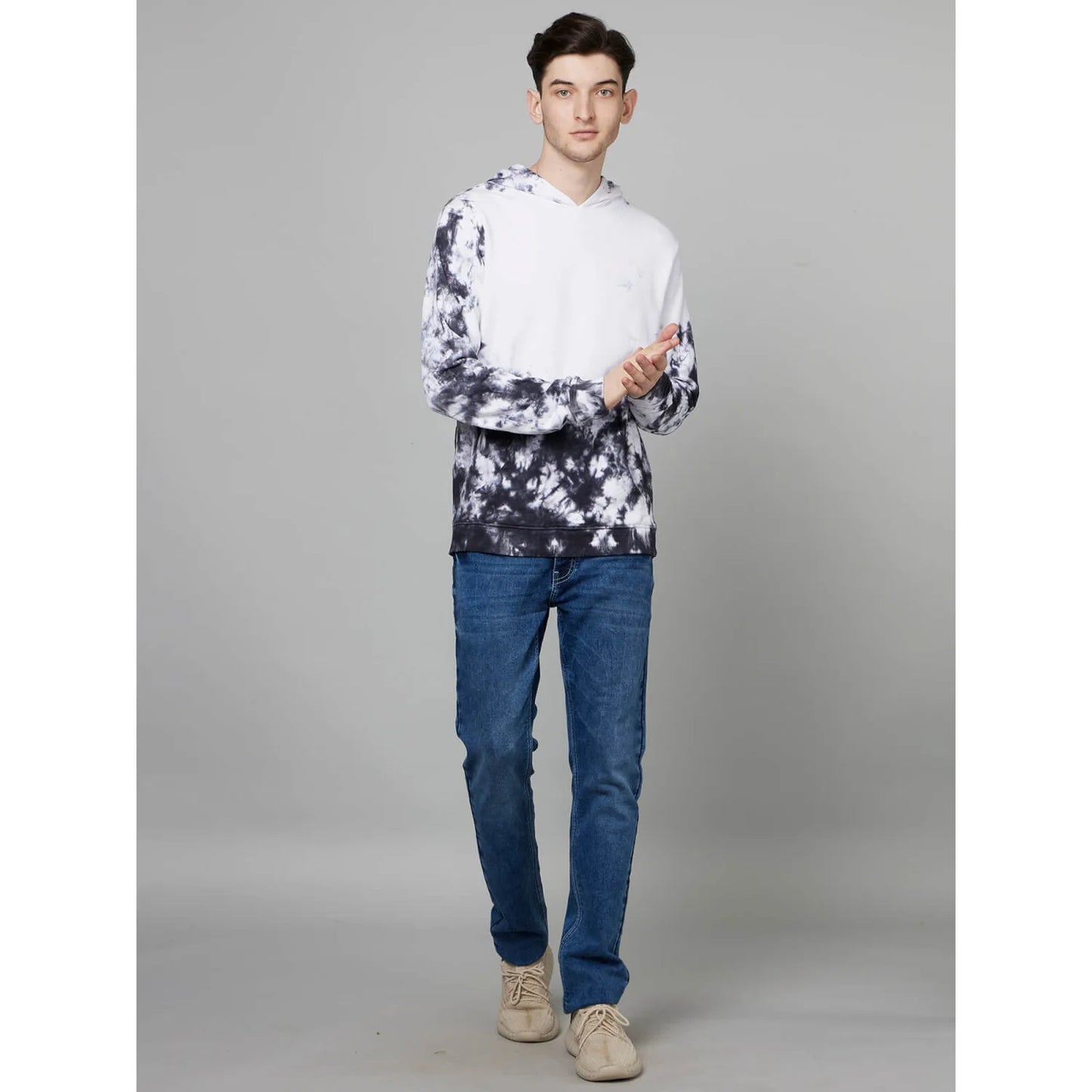 White Abstract Print Cotton Sweatshirt