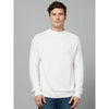 Celio* Solid Regular Fit Viscose-Blend White Sweater