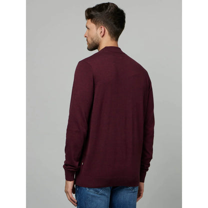 Maroon Solid Cotton Sweater