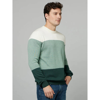 Green Colourblock Cotton Sweater