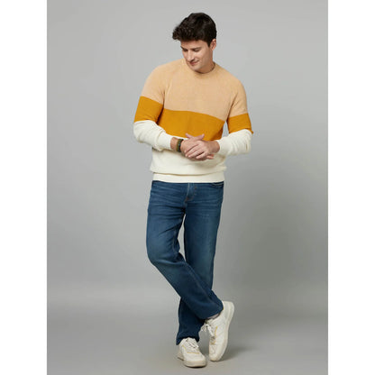 Yellow Colourblock Cotton Sweater