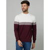 Celio* Colourblock Regular Fit Cotton Burgundy Sweater