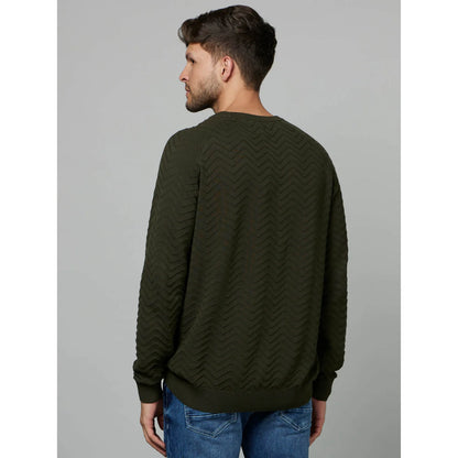 Olive Textured Cotton Sweater