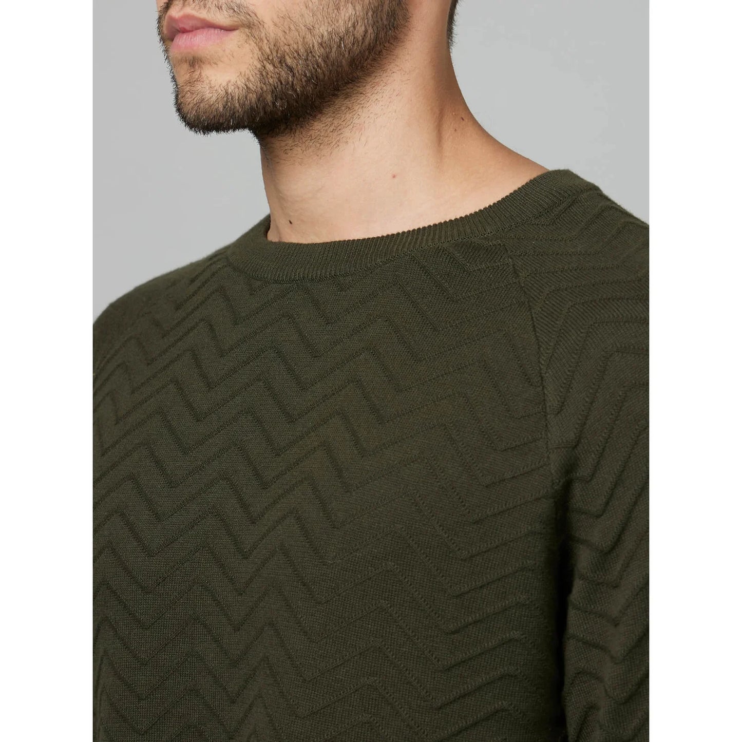 Olive Textured Cotton Sweater