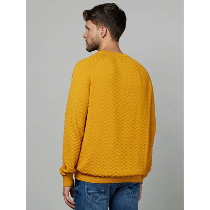 Yellow Textured Cotton Sweater