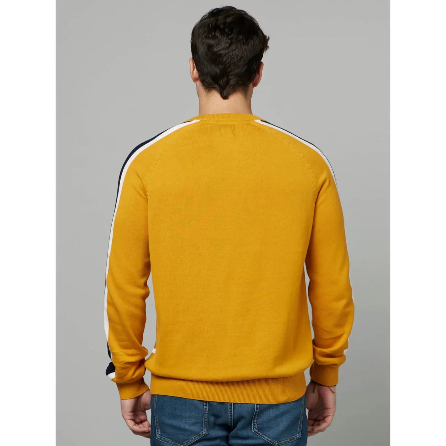 Yellow Colourblock Cotton Sweater