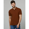 Celio* Solid Regular Fit Cotton Brown T-Shirt