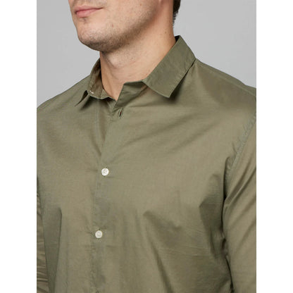 Cream Solid Cotton Shirt