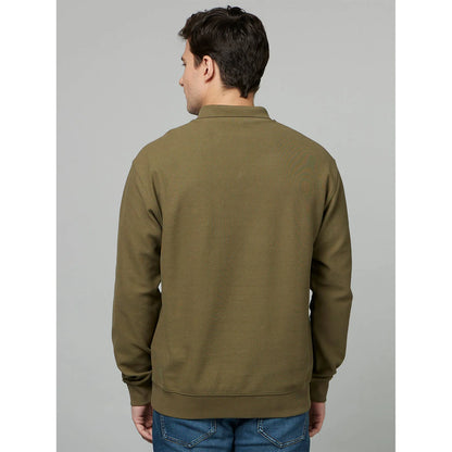 Khaki Solid Cotton Sweater