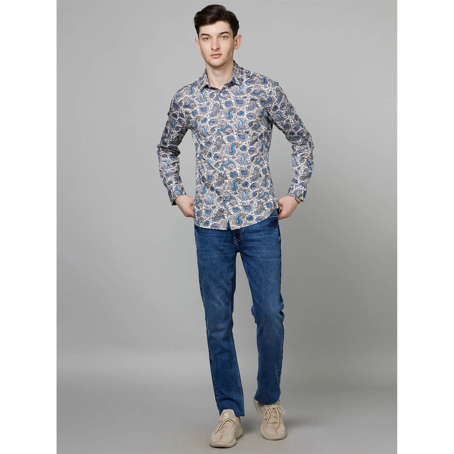 Cream Paisley Cotton Shirt