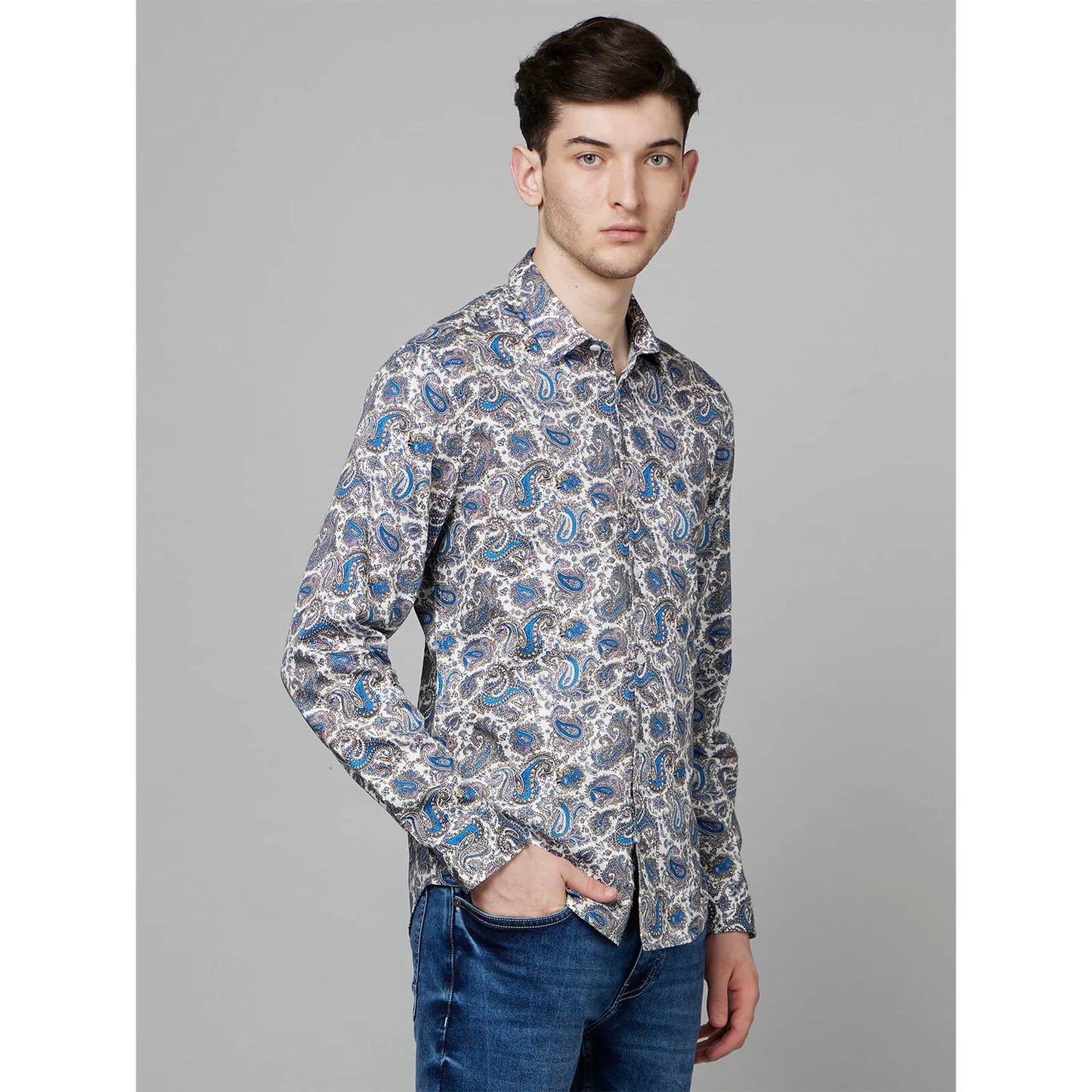 Cream Paisley Cotton Shirt