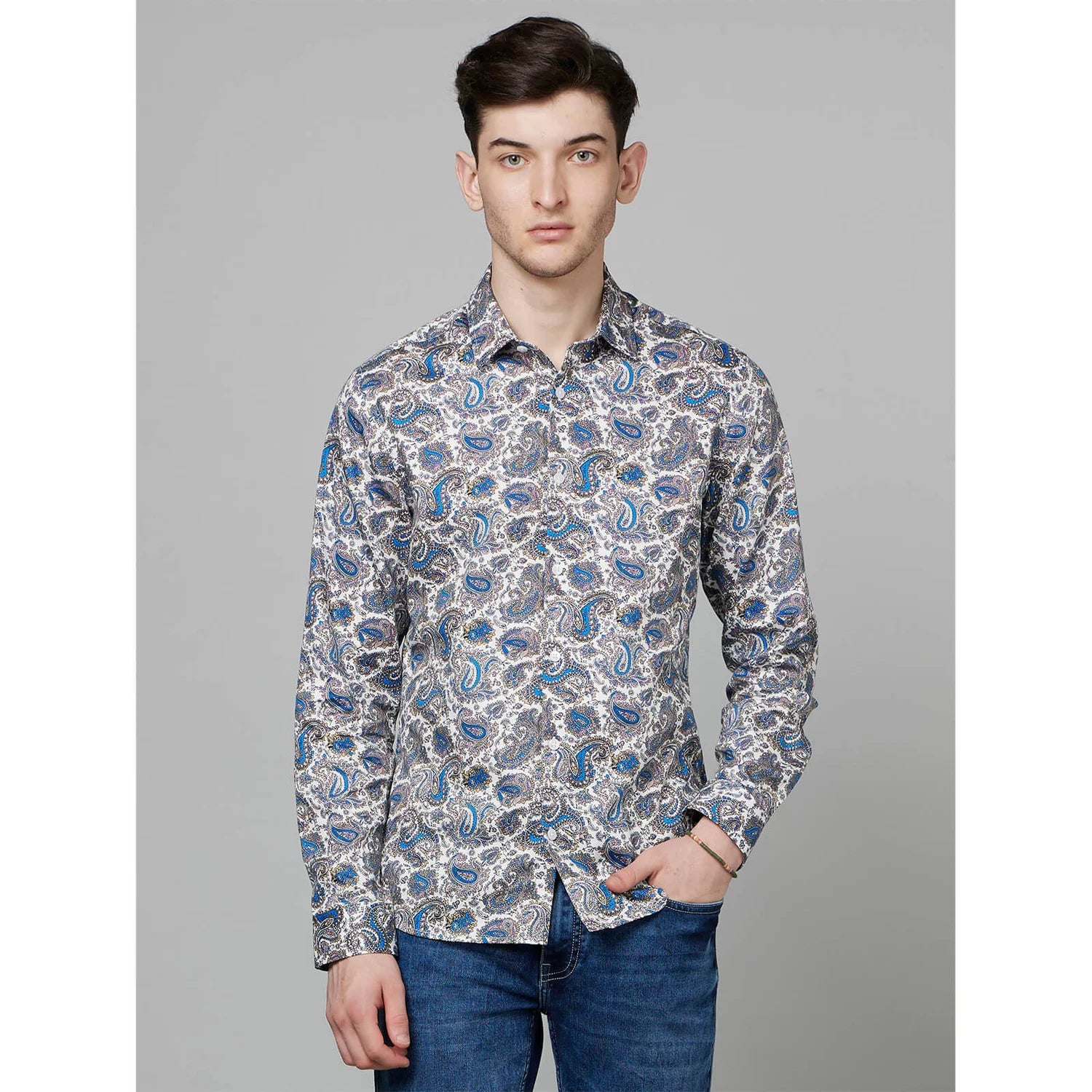 Cream Paisley Cotton Shirt