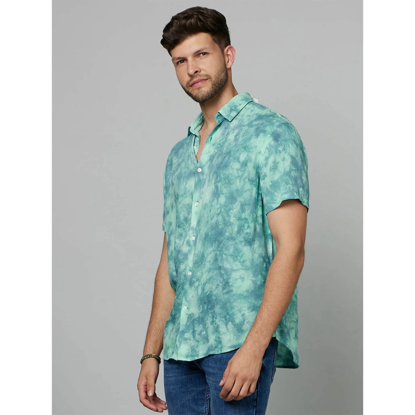 Green Abstract Viscose Shirt