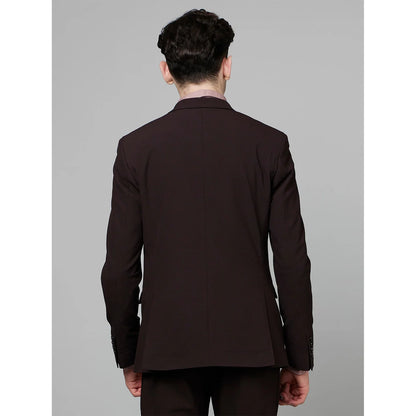 Burgundy Solid Cotton Blend Blazer