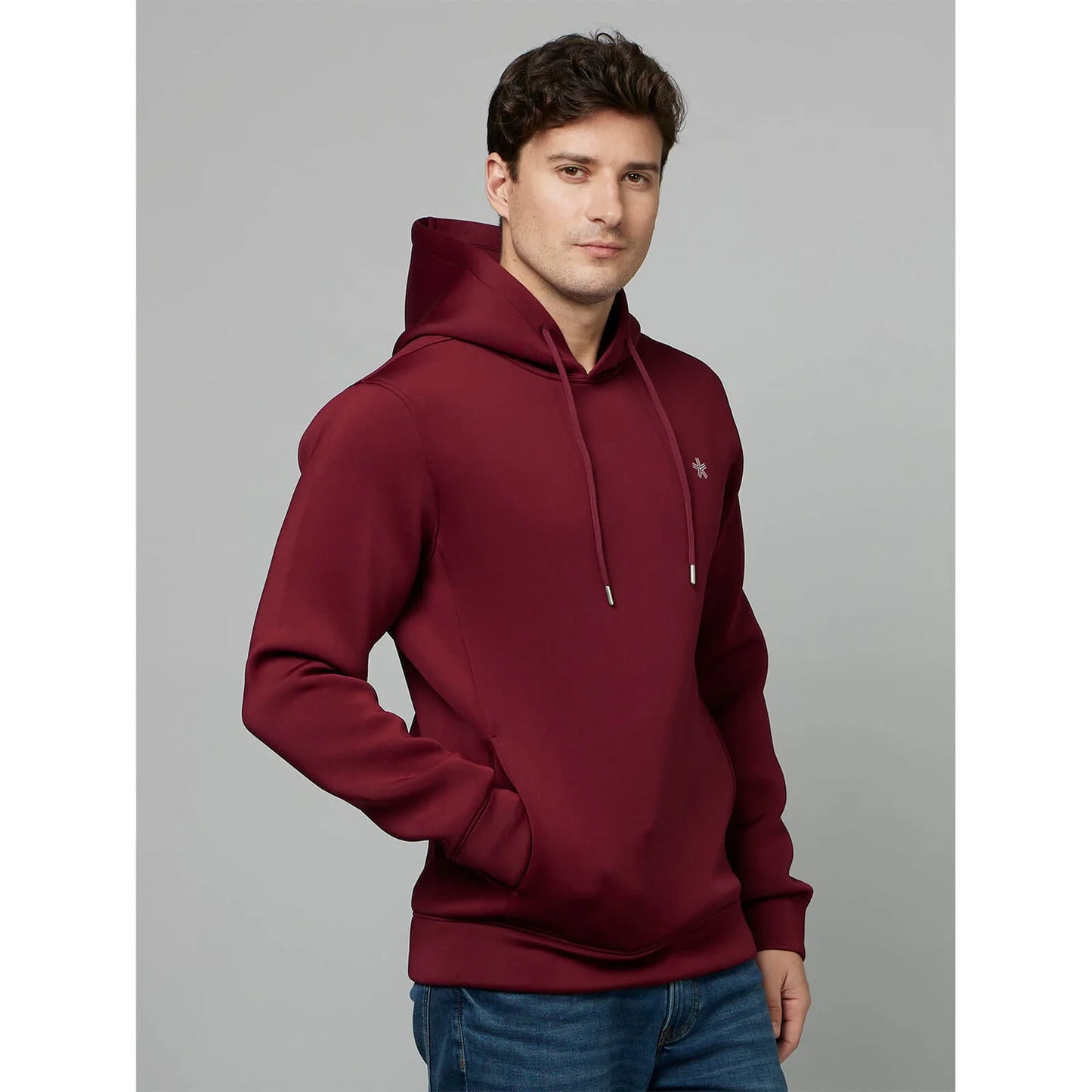 Burgundy Solid Poly-Blend Sweatshirt