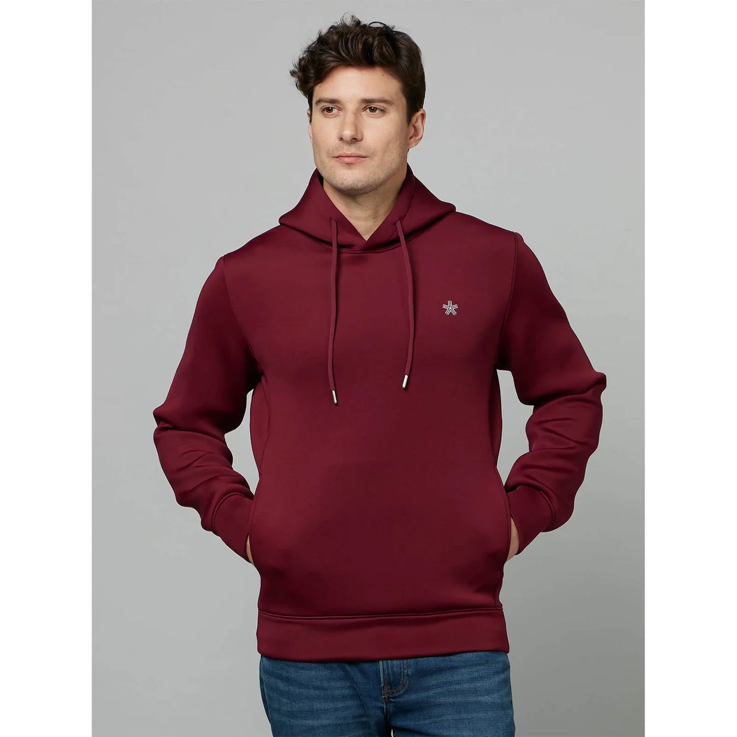 Burgundy Solid Poly-Blend Sweatshirt