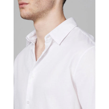 Cream Solid Cotton Shirt