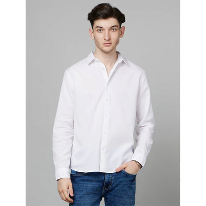 White Solid Cotton Formal Shirt