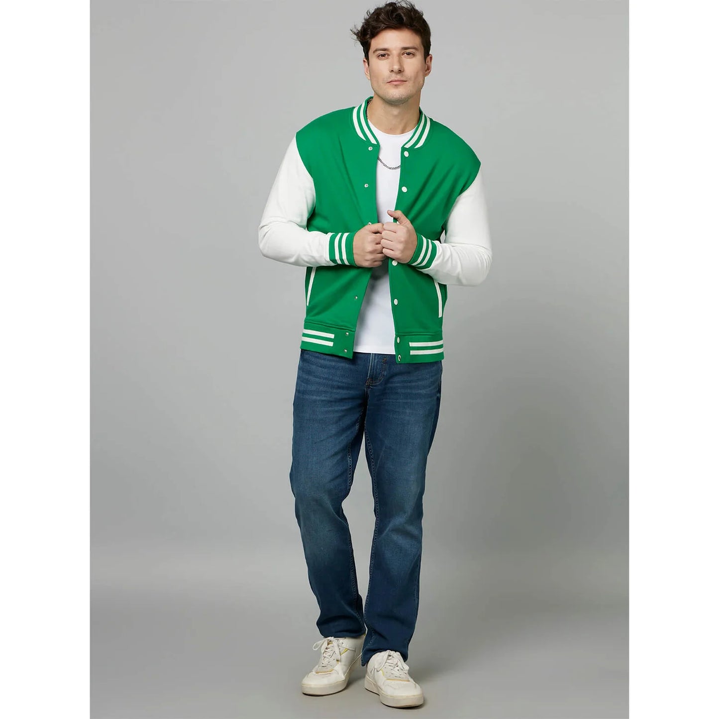 Green Colourblock Cotton Jacket