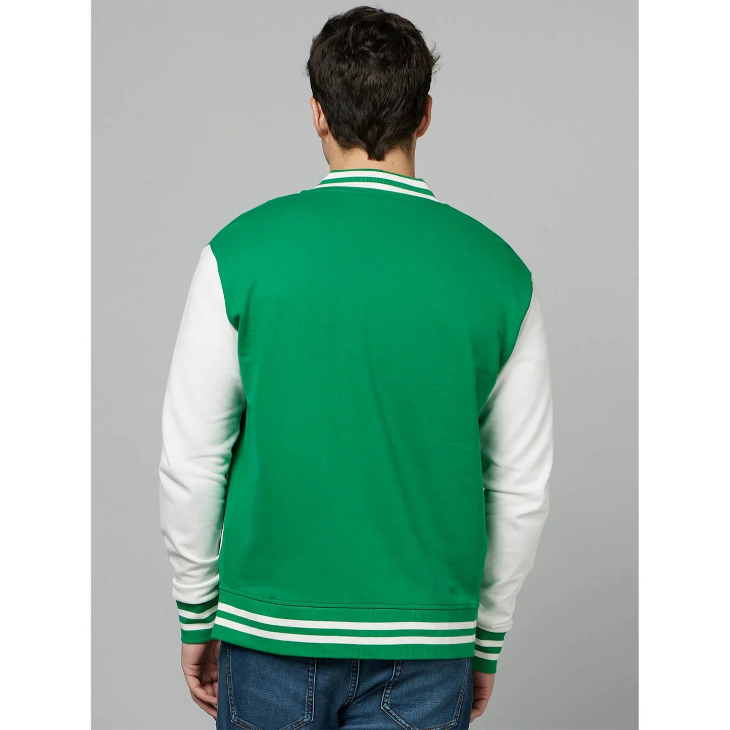 Green Colourblock Cotton Jacket