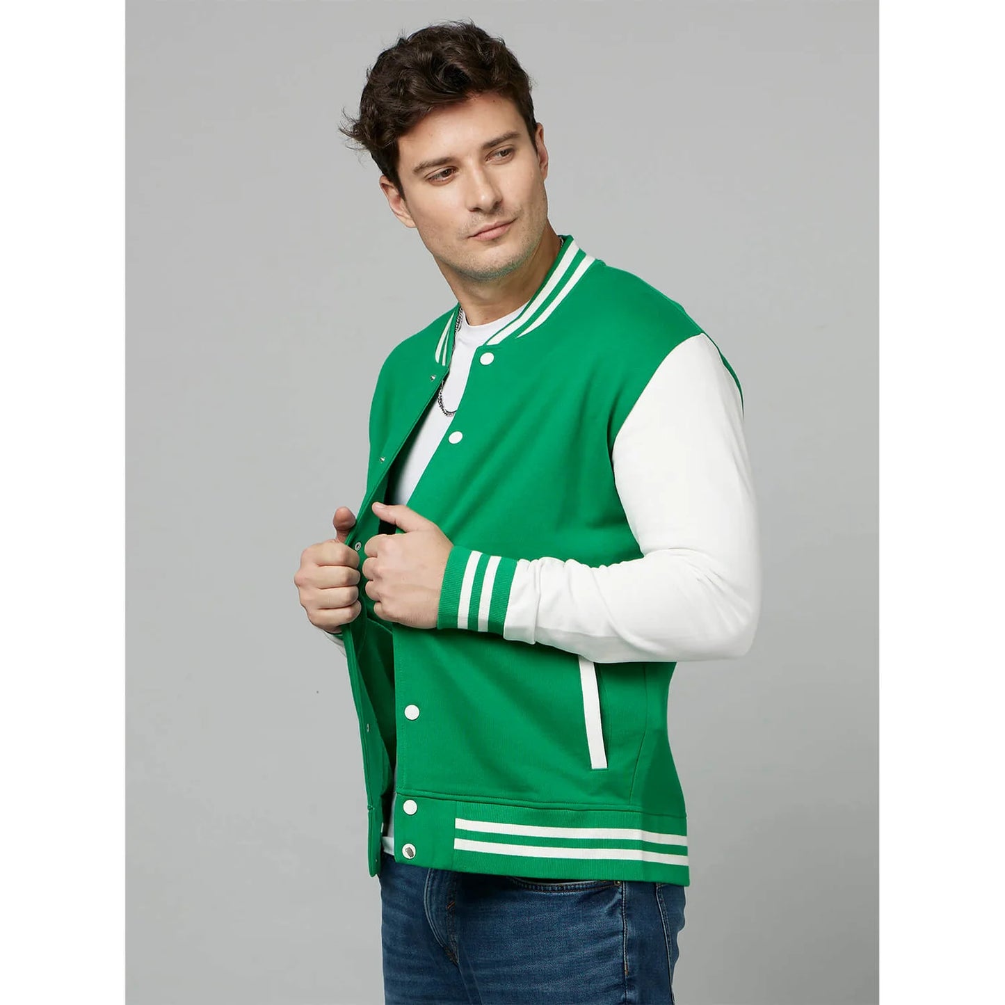 Green Colourblock Cotton Jacket