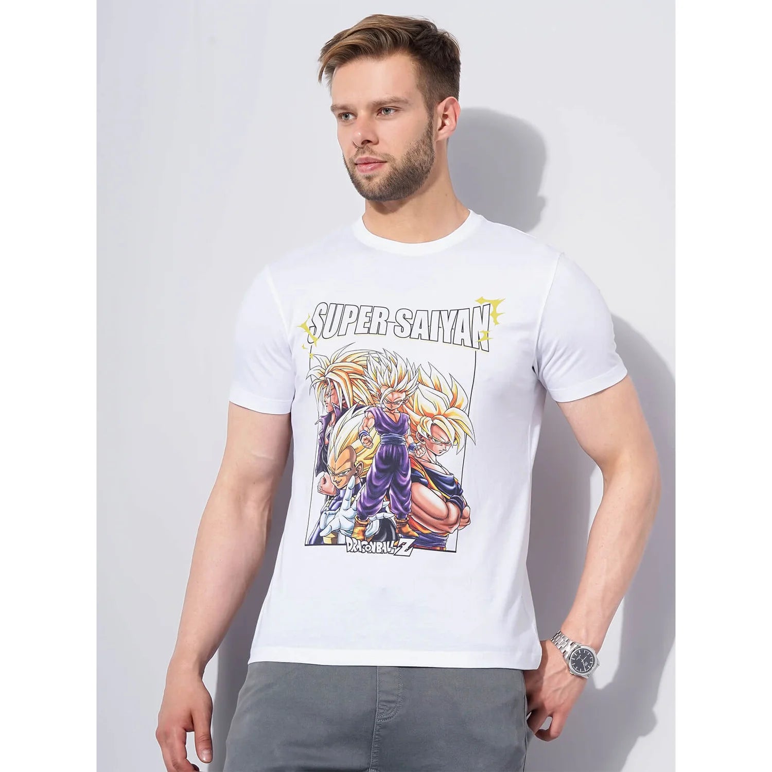 Dragon Ball Z - White Printed Cotton T-shirt