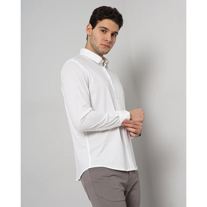 Cream Solid Cotton Shirt