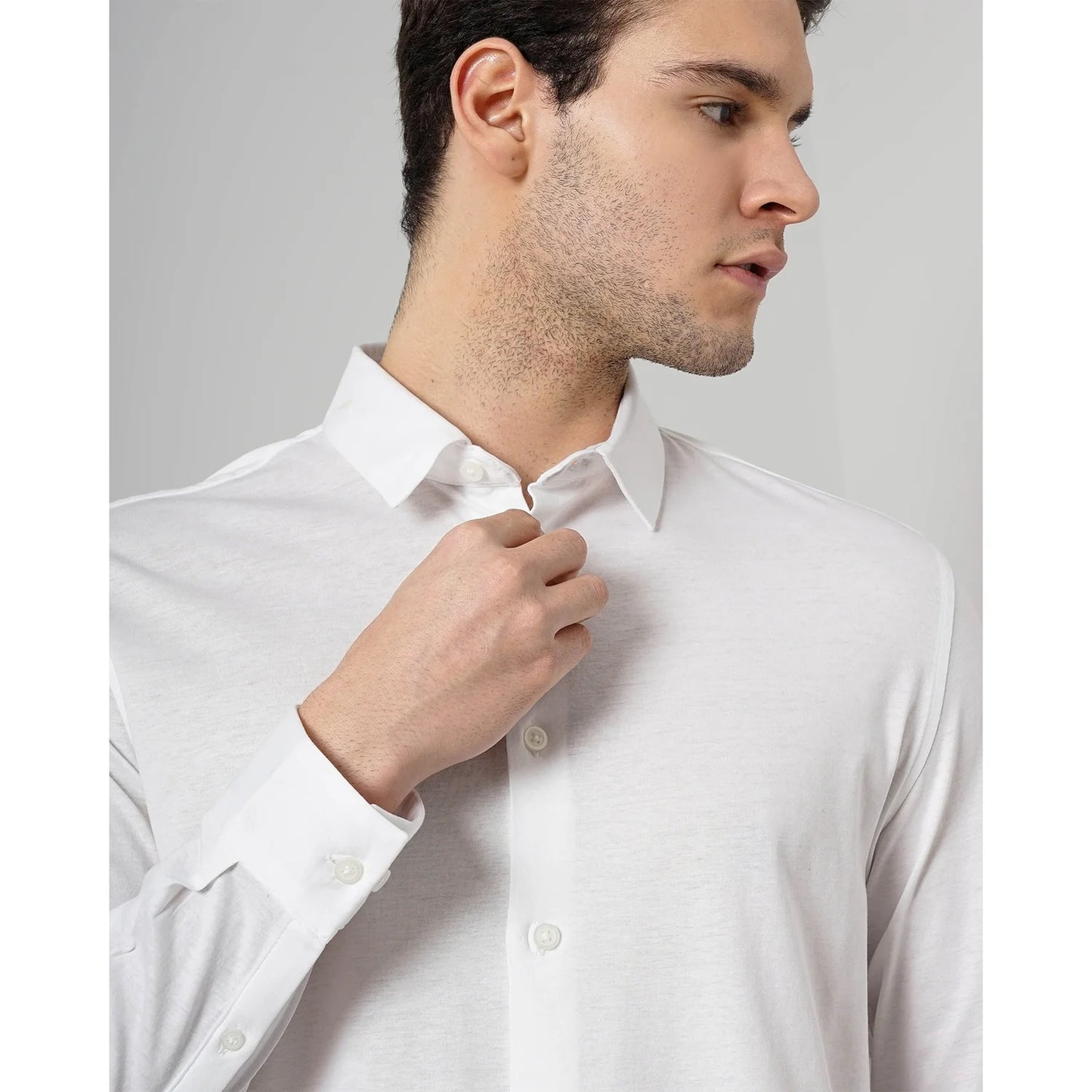 Cream Solid Cotton Shirt