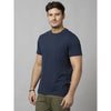 Celio* Solid Regular Fit Cotton-Poly-Blend Navy Blue T-Shirt