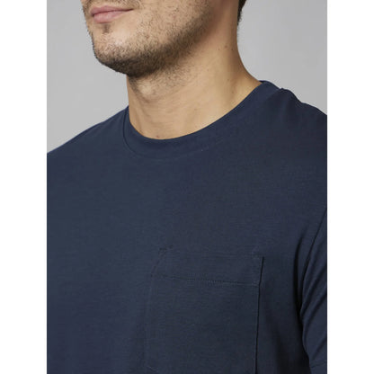 Navy Blue Solid Cotton-Poly-Blend T-shirt