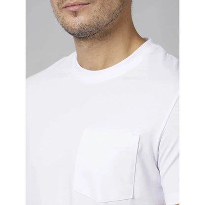 White Solid Cotton-Poly-Blend T-shirt