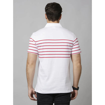 Cream Striped Cotton Polo