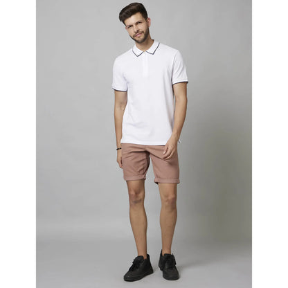 Cream Solid Cotton Polo