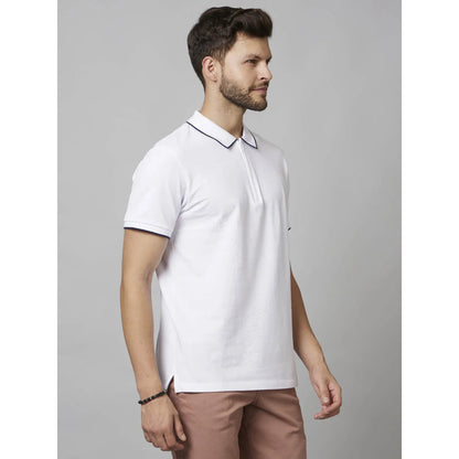 Cream Solid Cotton Polo