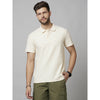 Celio* Solid Regular Fit Cotton Cream T-Shirt