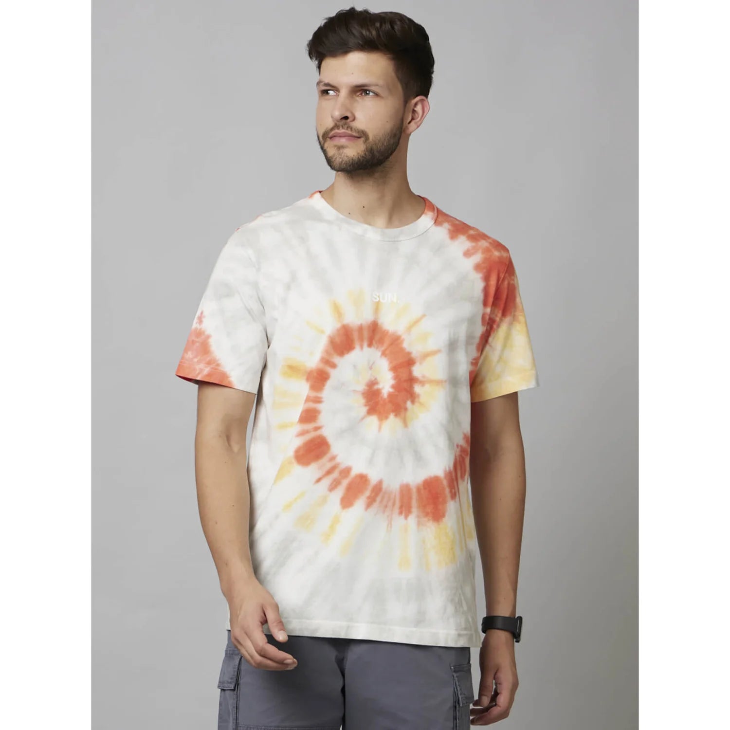 Cream Tie Dye Cotton T-shirt