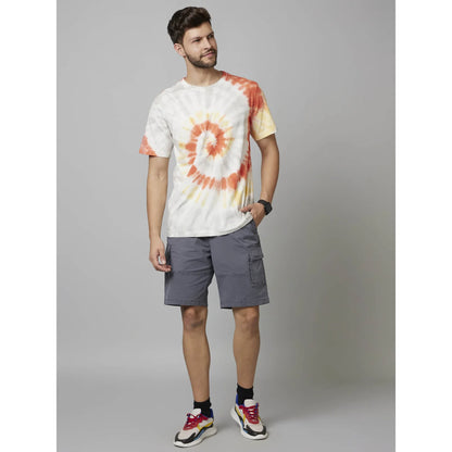 Cream Tie Dye Cotton T-shirt