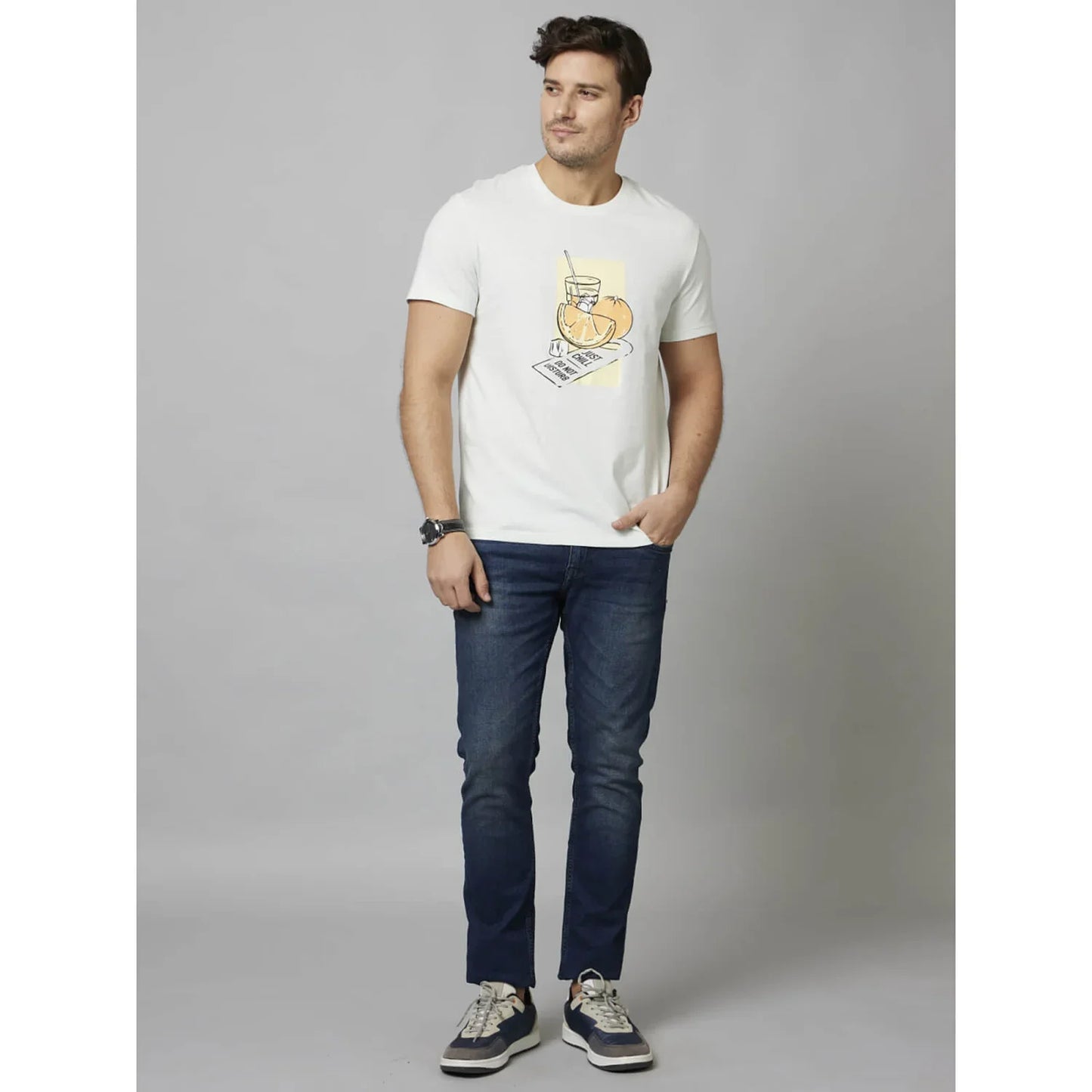 White Graphics Cotton T-Shirt