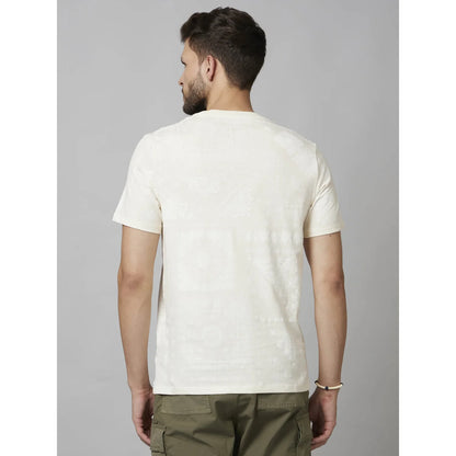 Cream Graphic Printed Cotton T-shirt