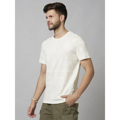 Cream Graphic Printed Cotton T-shirt