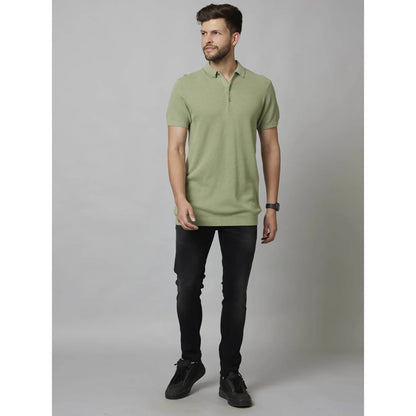 Cream Textured Cotton Polo