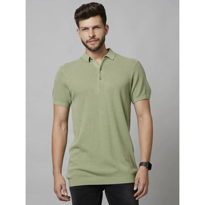 Cream Textured Cotton Polo