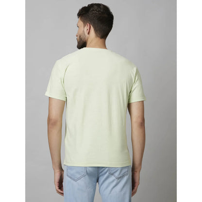 Cream Solid Cotton T-shirt